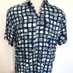 90's Mens Short Sleeve Shirt - Chiamare - Abstract Print - Size Medium